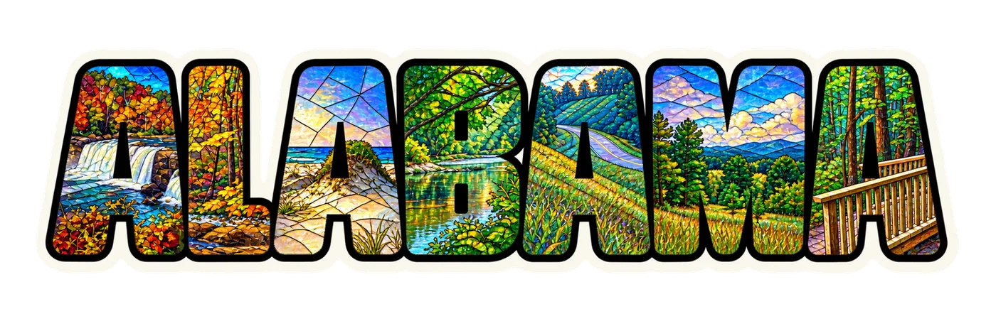 Alabama natural wonders stained-glass sticker