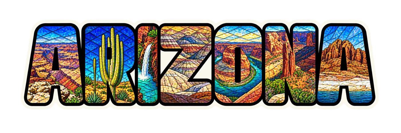Arizona natural wonders stained-glass sticker