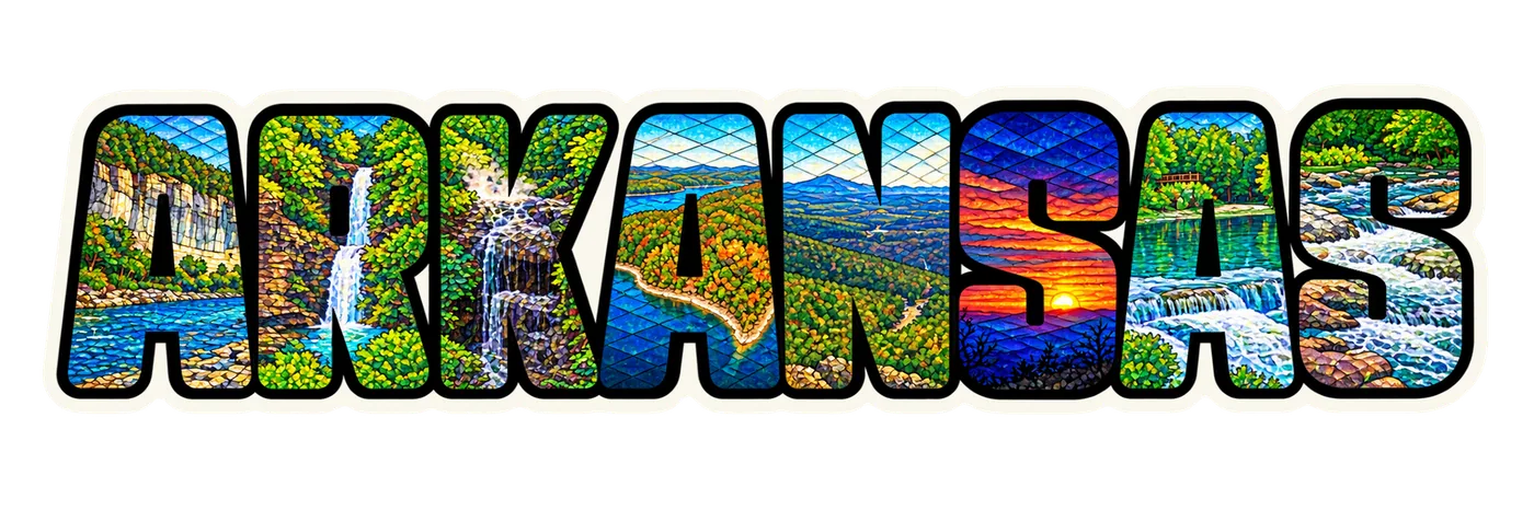 Arkansas natural wonders stained-glass sticker